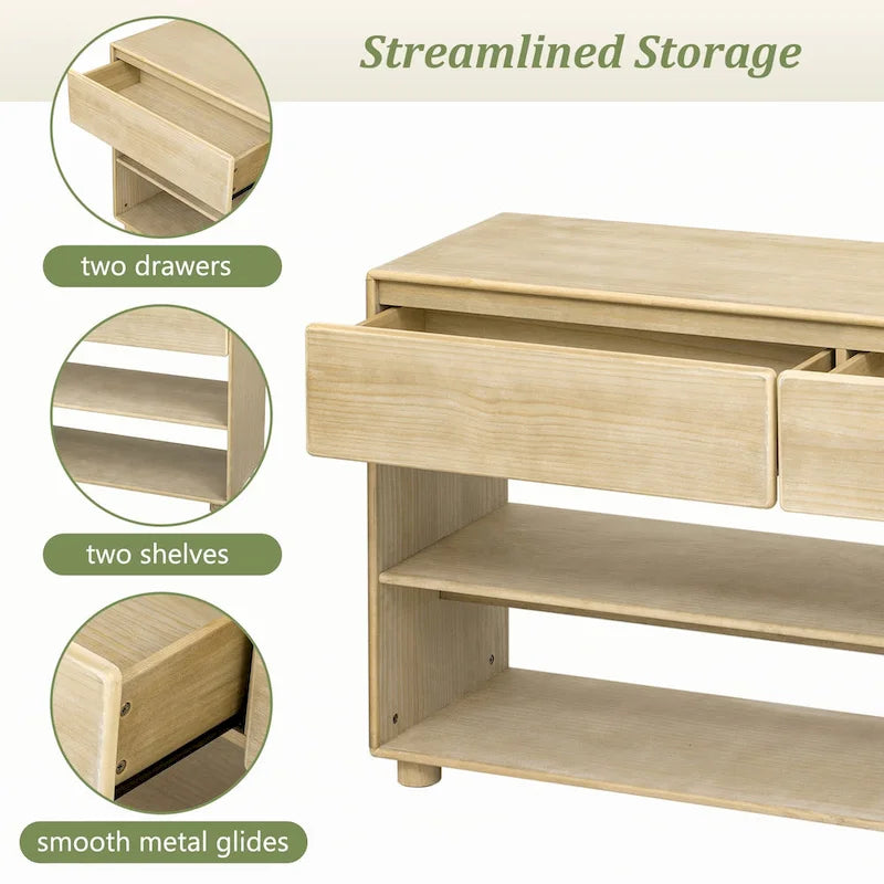 Console de table avec tiroirs et étagères pour entrée