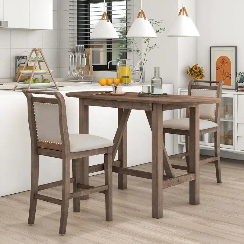 Table et chaises de salle à manger hautes compactes