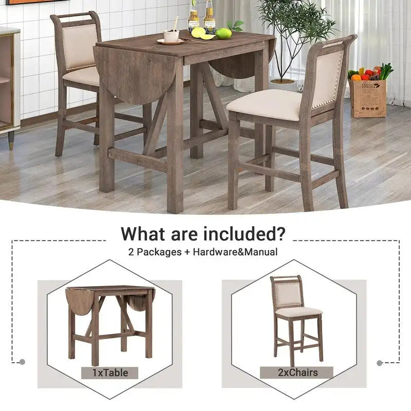 Table et chaises de salle à manger hautes compactes