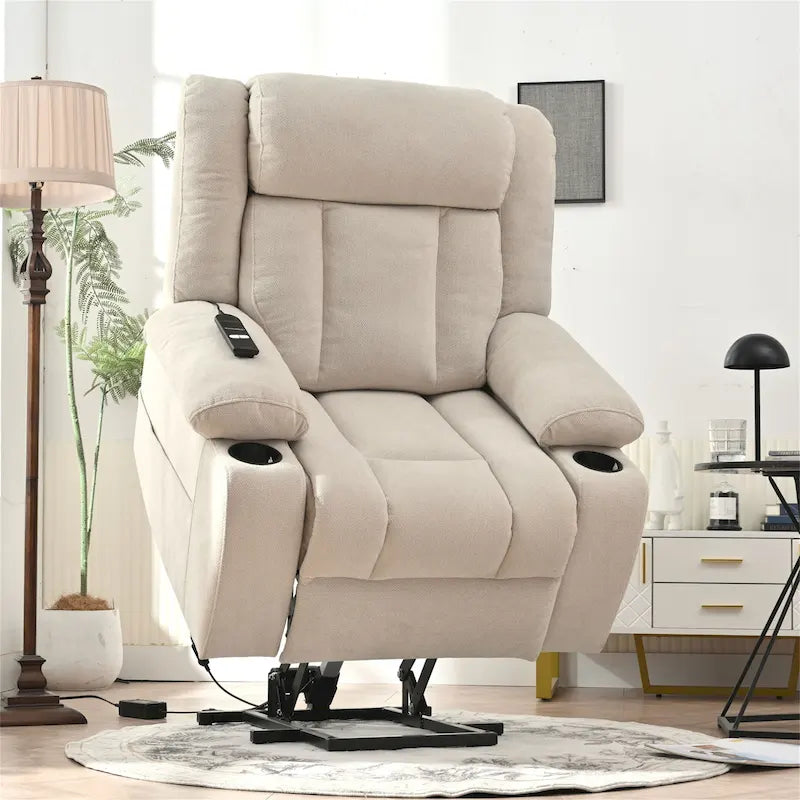 Fauteuil inclinable électrique réglable en hauteur en velours flocon de neige