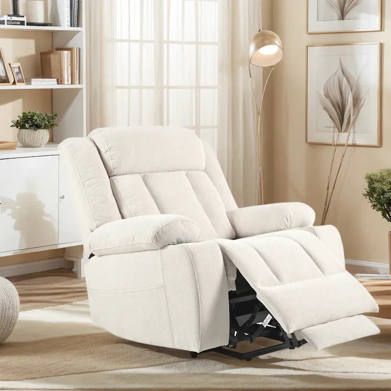 Fauteuil inclinable électrique réglable en hauteur en velours flocon de neige