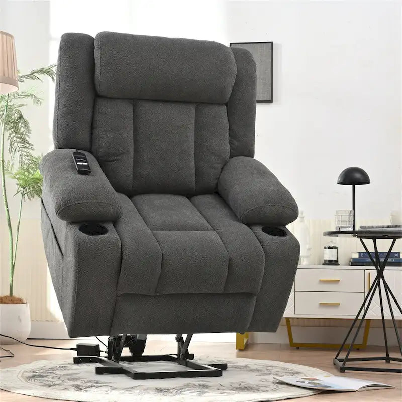 Fauteuil inclinable électrique réglable en hauteur en velours flocon de neige