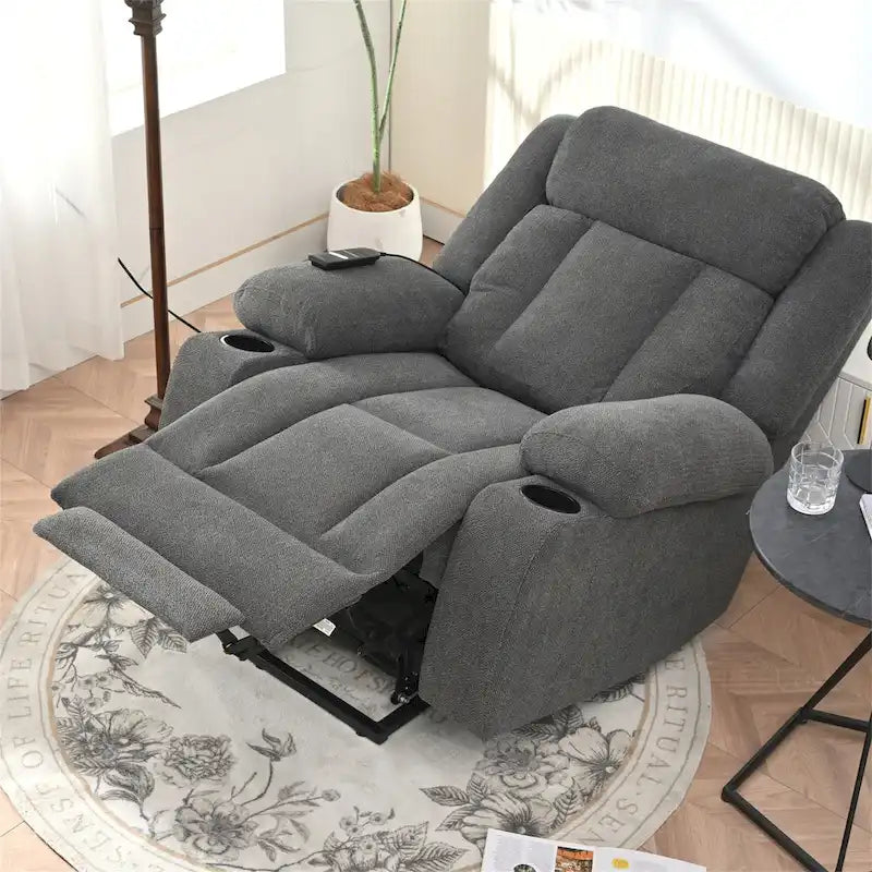 Fauteuil inclinable électrique réglable en hauteur en velours flocon de neige