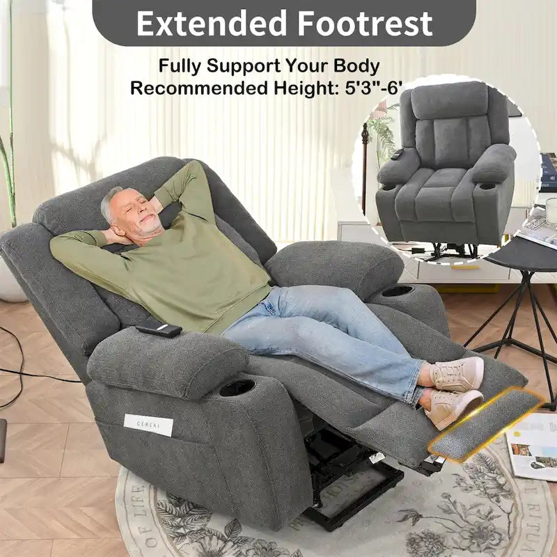 Fauteuil inclinable électrique réglable en hauteur en velours flocon de neige