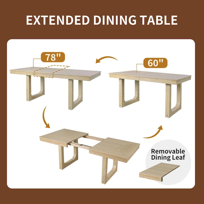 Table de salle à manger de cuisine en bois de style fermier