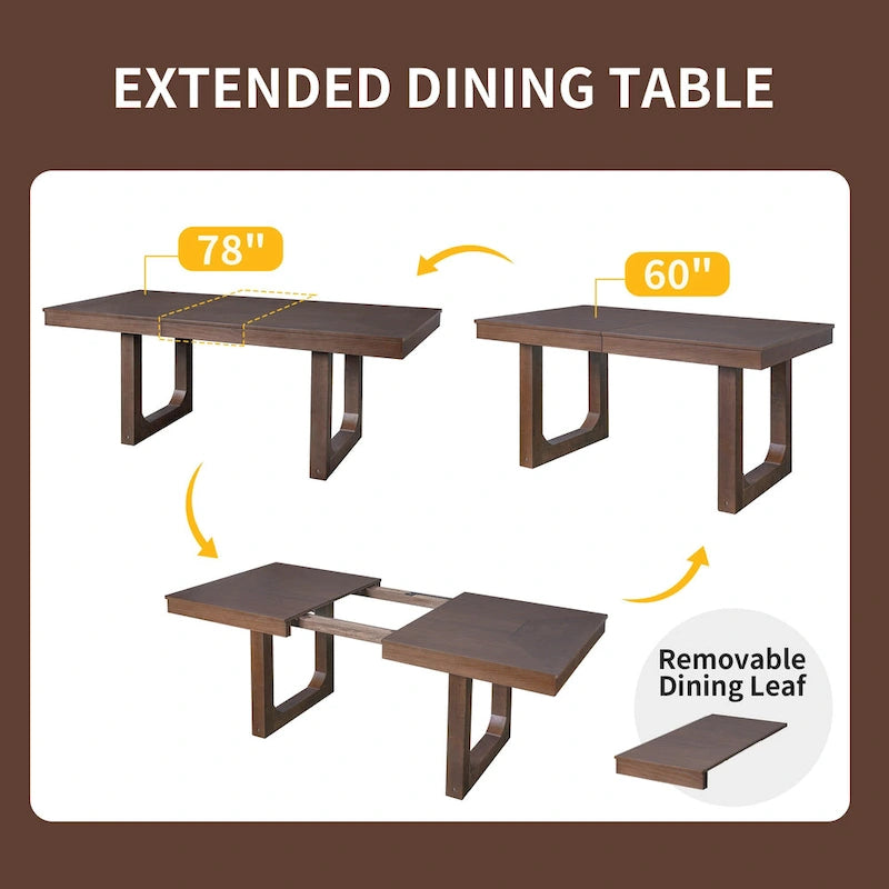 Table de salle à manger de cuisine en bois de style fermier