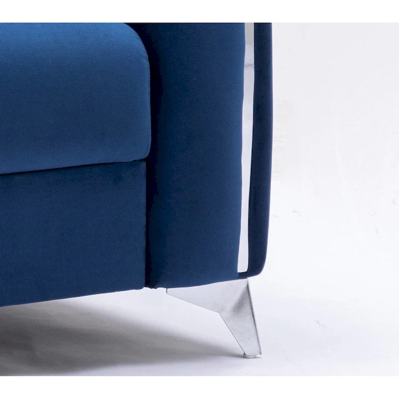 Fauteuil de salon capitonné en velours bleu de style moderne