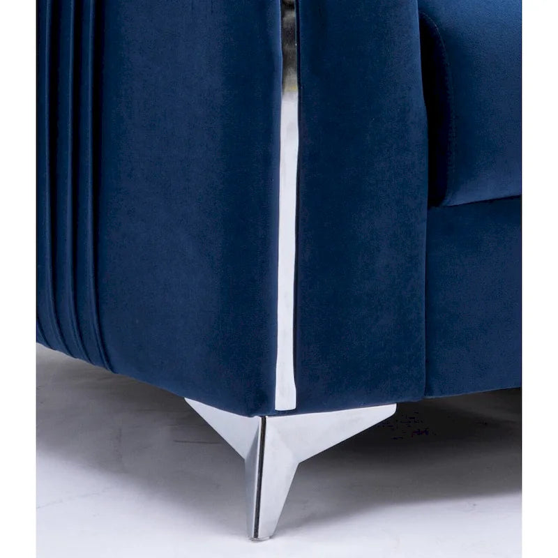 Fauteuil de salon capitonné en velours bleu de style moderne