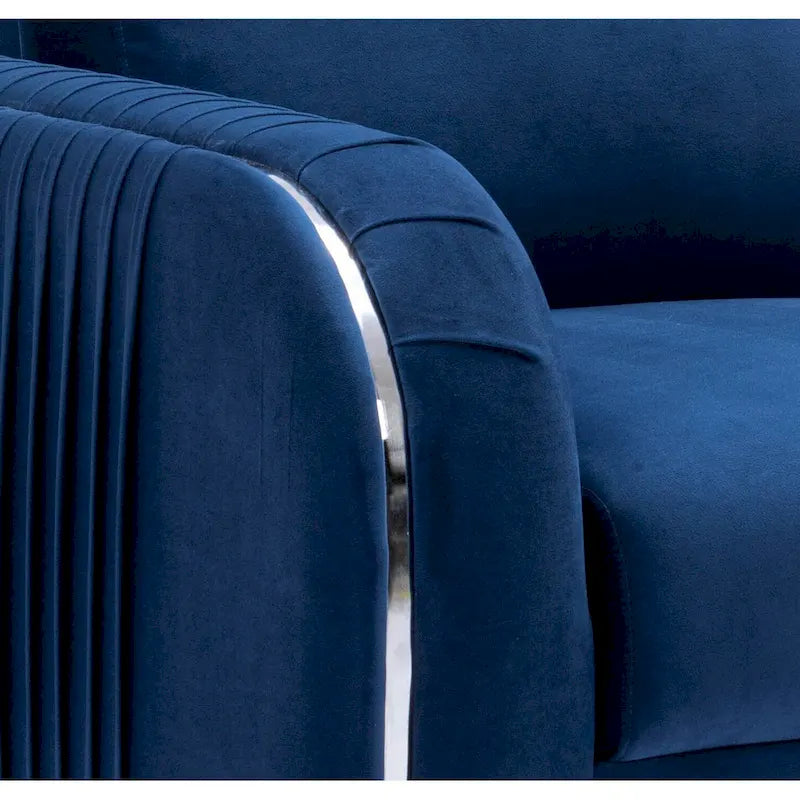 Fauteuil de salon capitonné en velours bleu de style moderne