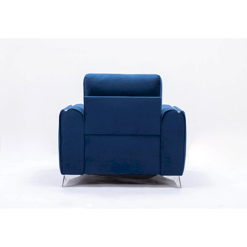 Fauteuil de salon capitonné en velours bleu de style moderne
