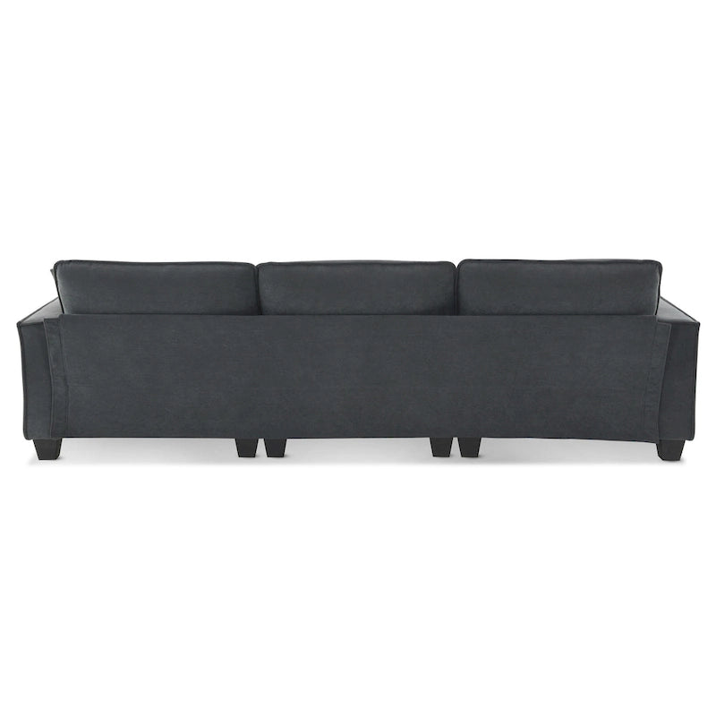Canapé d'angle convertible quatre places en L gris