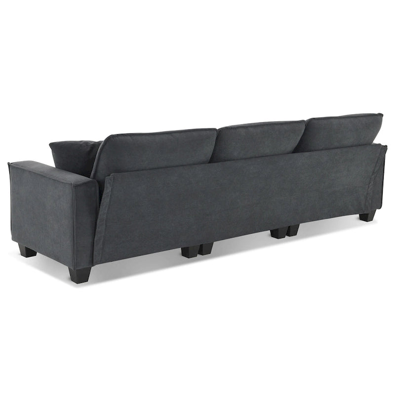 Canapé d'angle convertible quatre places en L gris