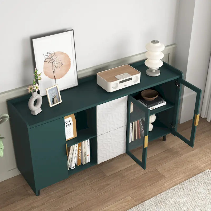 Armoire de rangement moderne avec deux portes vitrées