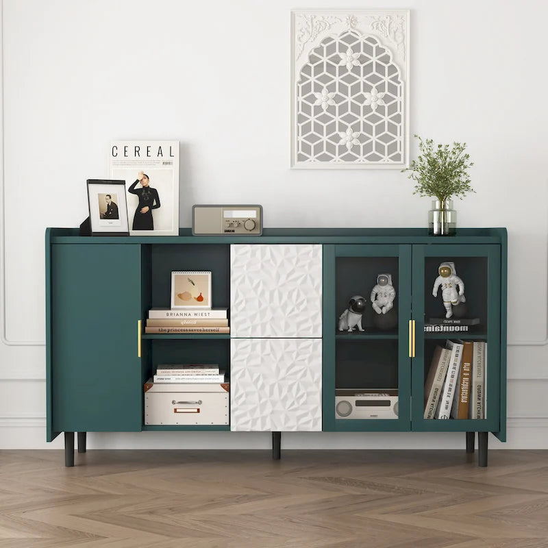 Armoire de rangement moderne avec deux portes vitrées