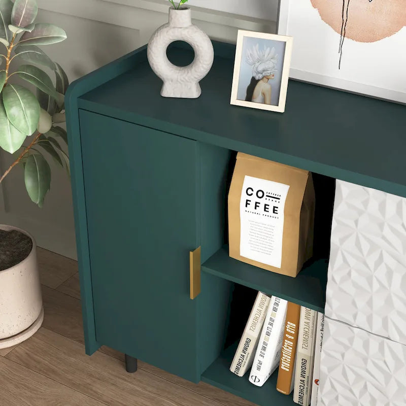 Armoire de rangement moderne avec deux portes vitrées