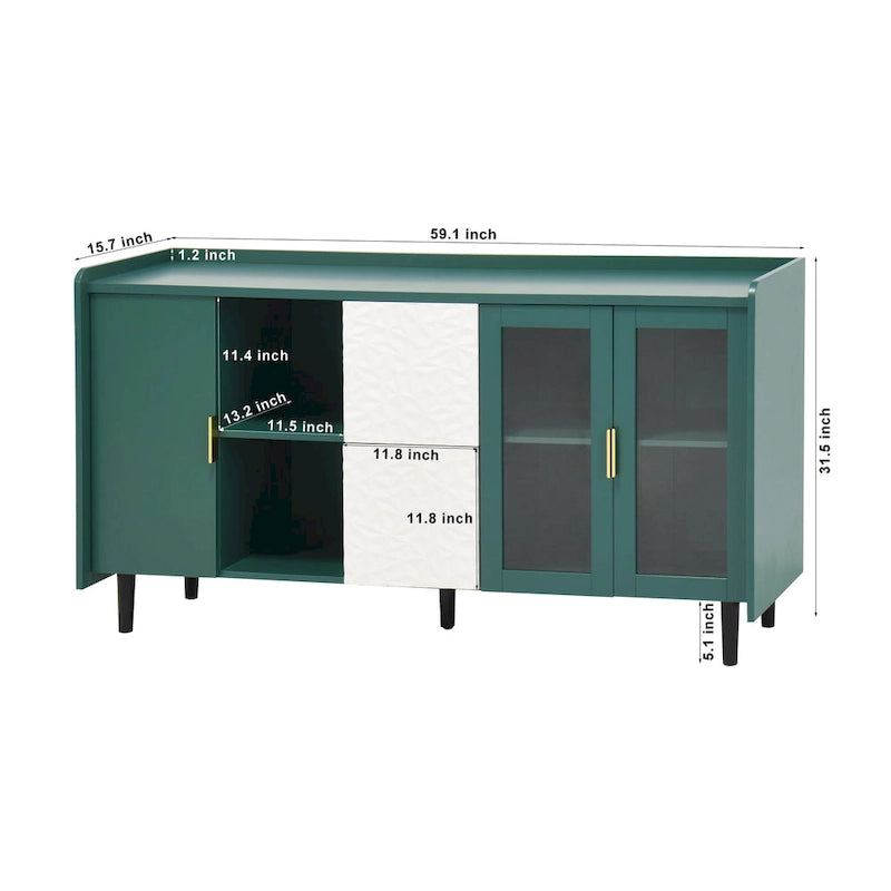 Armoire de rangement moderne avec deux portes vitrées