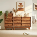 Commode à 6 tiroirs de style Mid-Century Modern avec motif biseauté