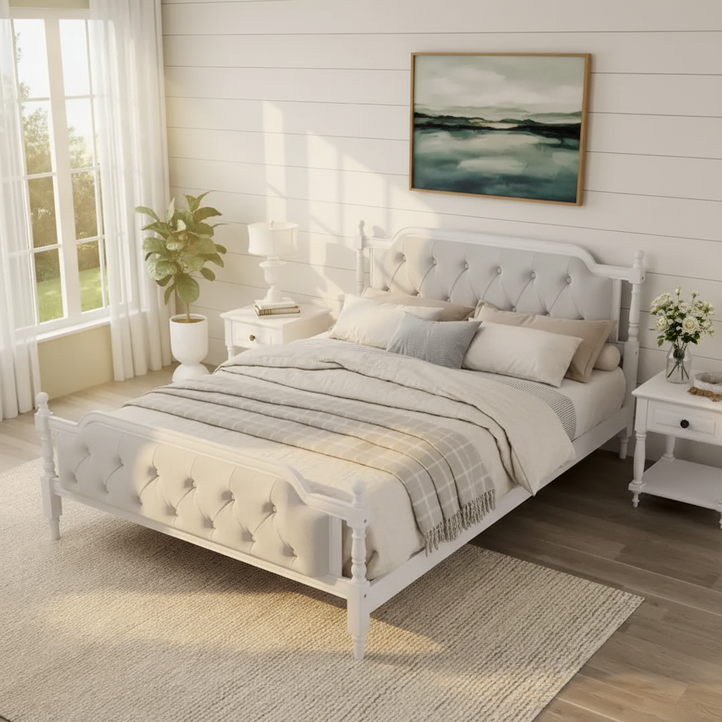 Cadre de lit plateforme en bois, grand lit