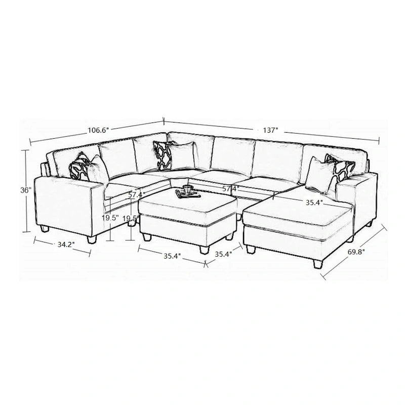 Canapé d'angle modulable et relevable