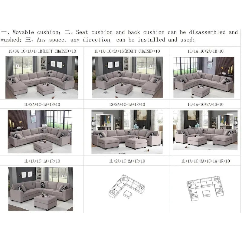 Canapé d'angle modulable et relevable
