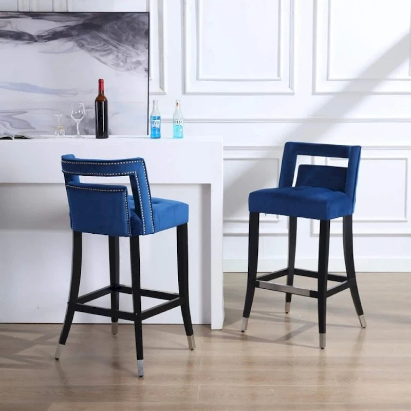 Tabouret de bar en daim et velours avec clous décoratifs Chaise de salle à manger