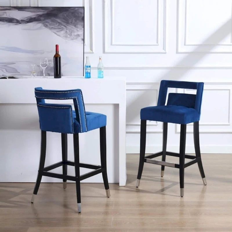 Tabouret de bar en daim et velours avec clous décoratifs Chaise de salle à manger