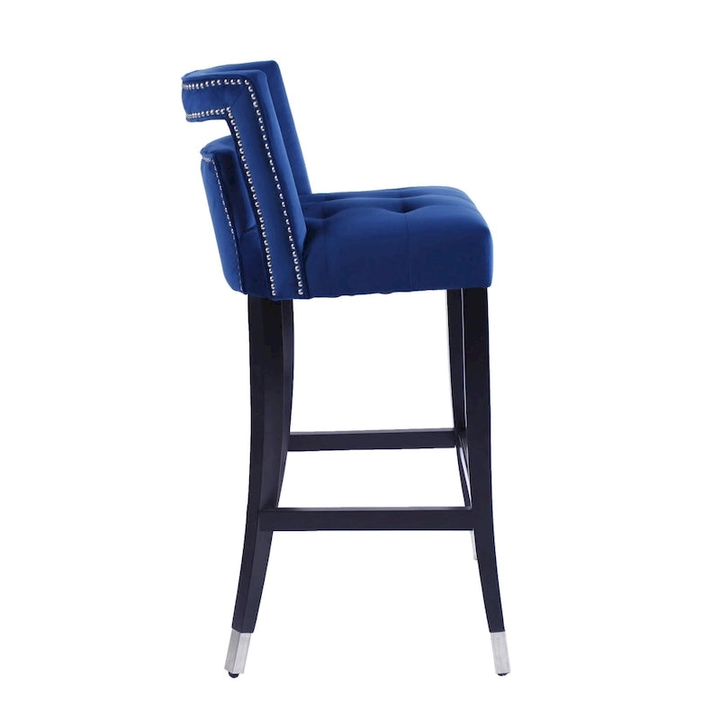 Tabouret de bar en daim et velours avec clous décoratifs Chaise de salle à manger