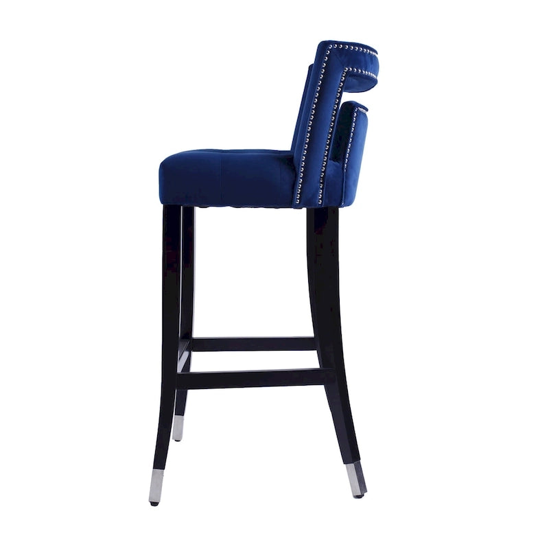 Tabouret de bar en daim et velours avec clous décoratifs Chaise de salle à manger