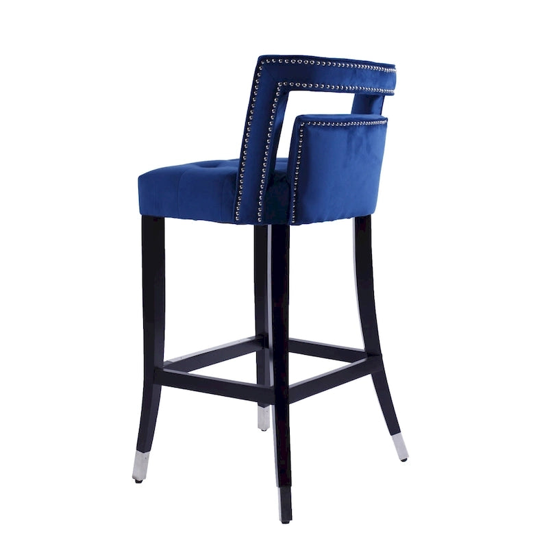Tabouret de bar en daim et velours avec clous décoratifs Chaise de salle à manger