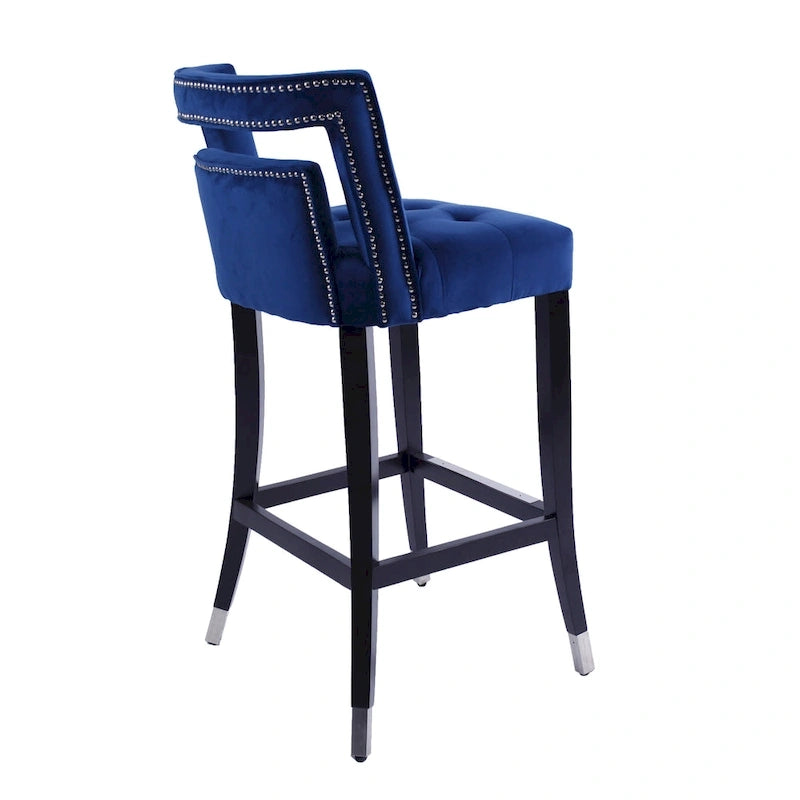 Tabouret de bar en daim et velours avec clous décoratifs Chaise de salle à manger