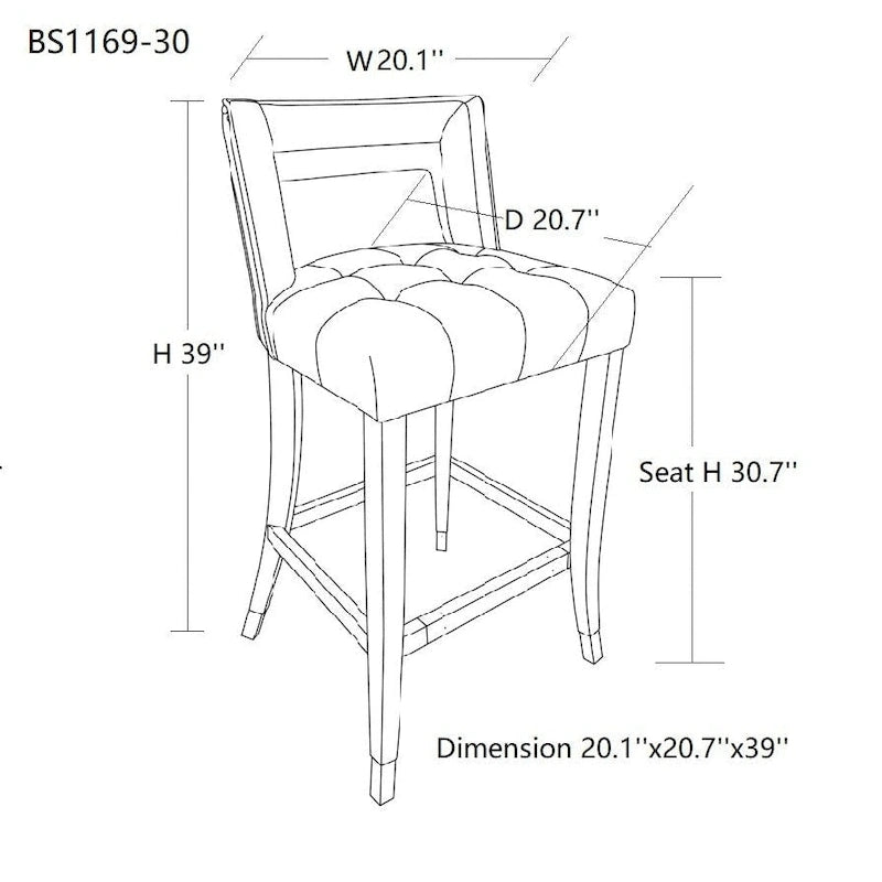 Tabouret de bar en daim et velours avec clous décoratifs Chaise de salle à manger