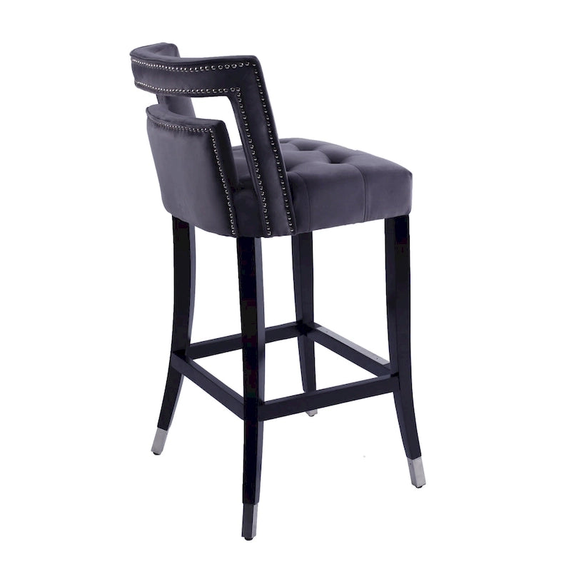 Tabouret de bar en daim et velours avec clous décoratifs Chaise de salle à manger