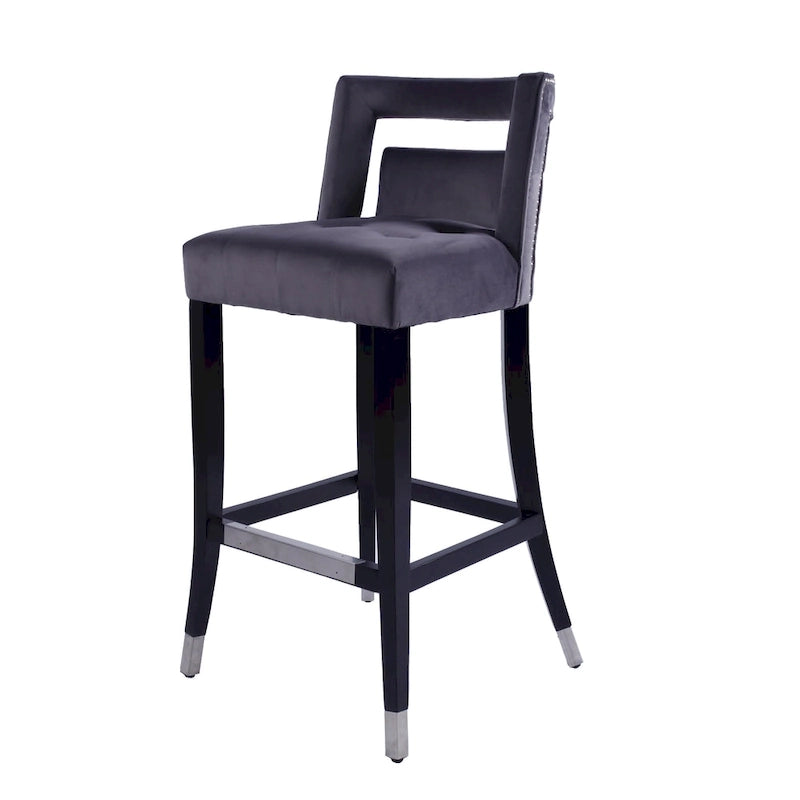 Tabouret de bar en daim et velours avec clous décoratifs Chaise de salle à manger