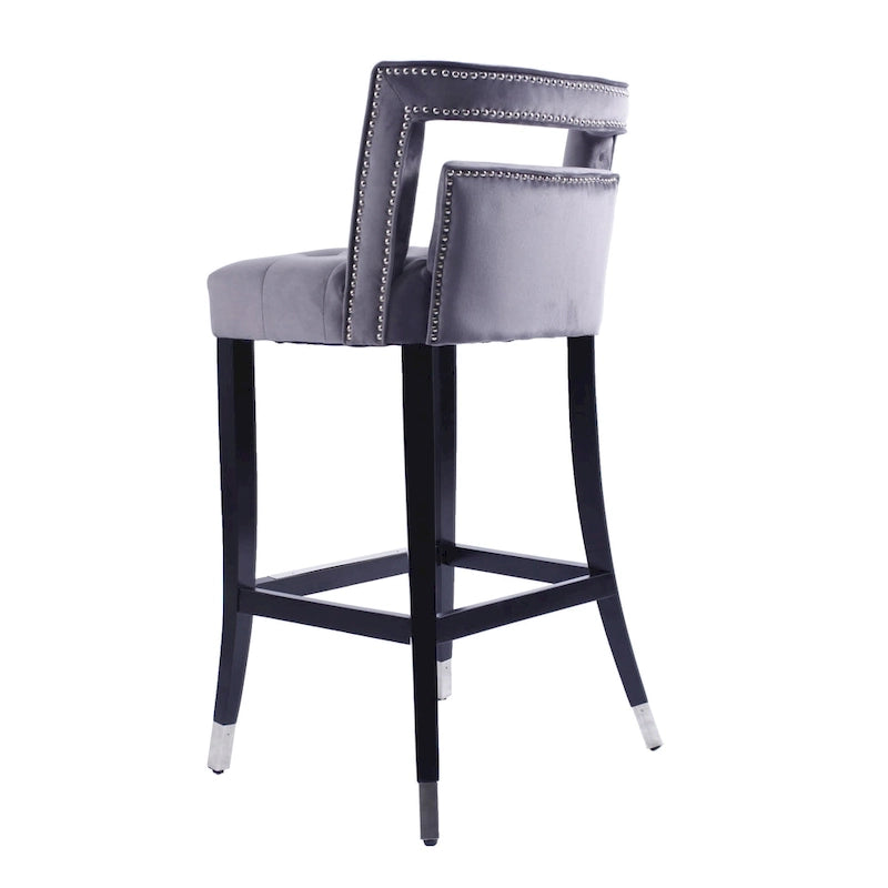 Tabouret de bar en daim et velours avec clous décoratifs Chaise de salle à manger