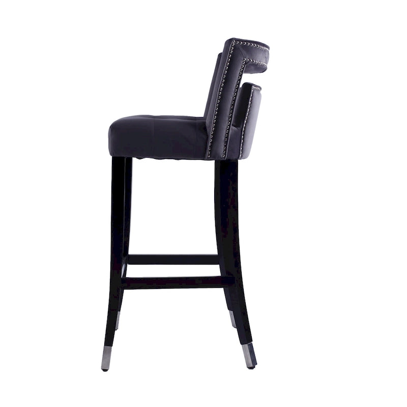 Tabouret de bar en daim et velours avec clous décoratifs Chaise de salle à manger