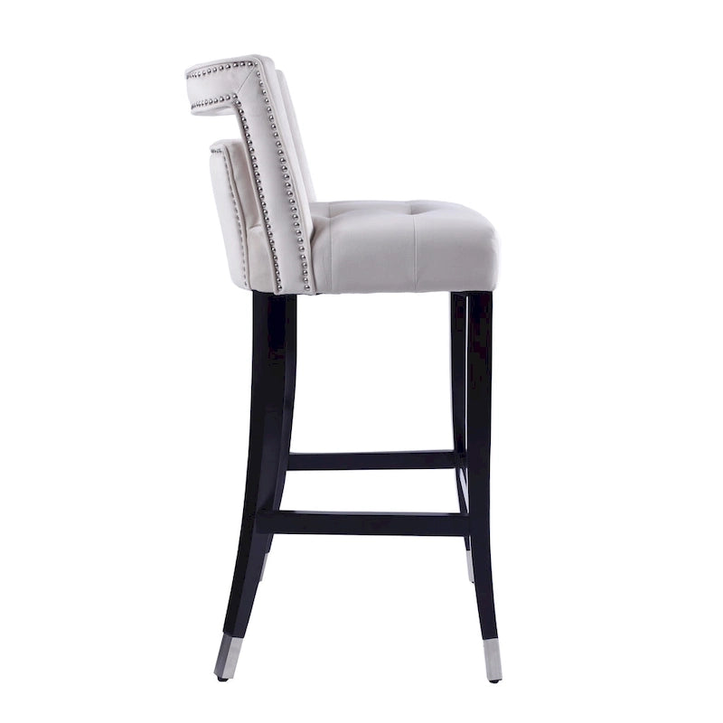 Tabouret de bar en daim et velours avec clous décoratifs Chaise de salle à manger