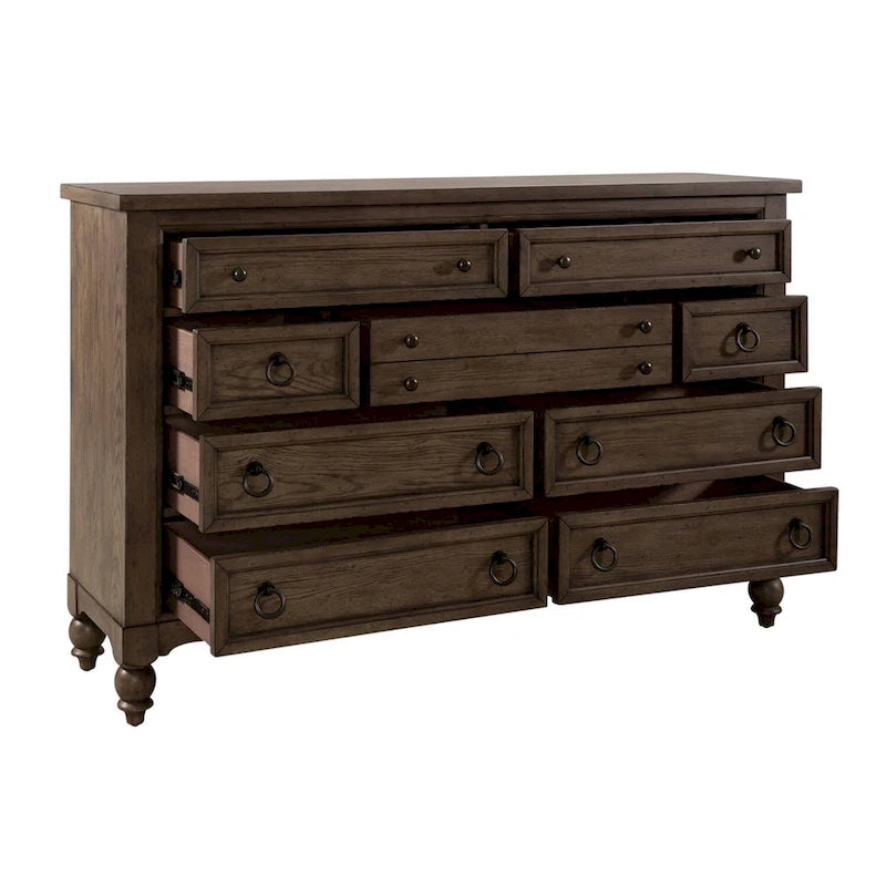 Commode Americana Farmhouse à 9 tiroirs taupe poudré
