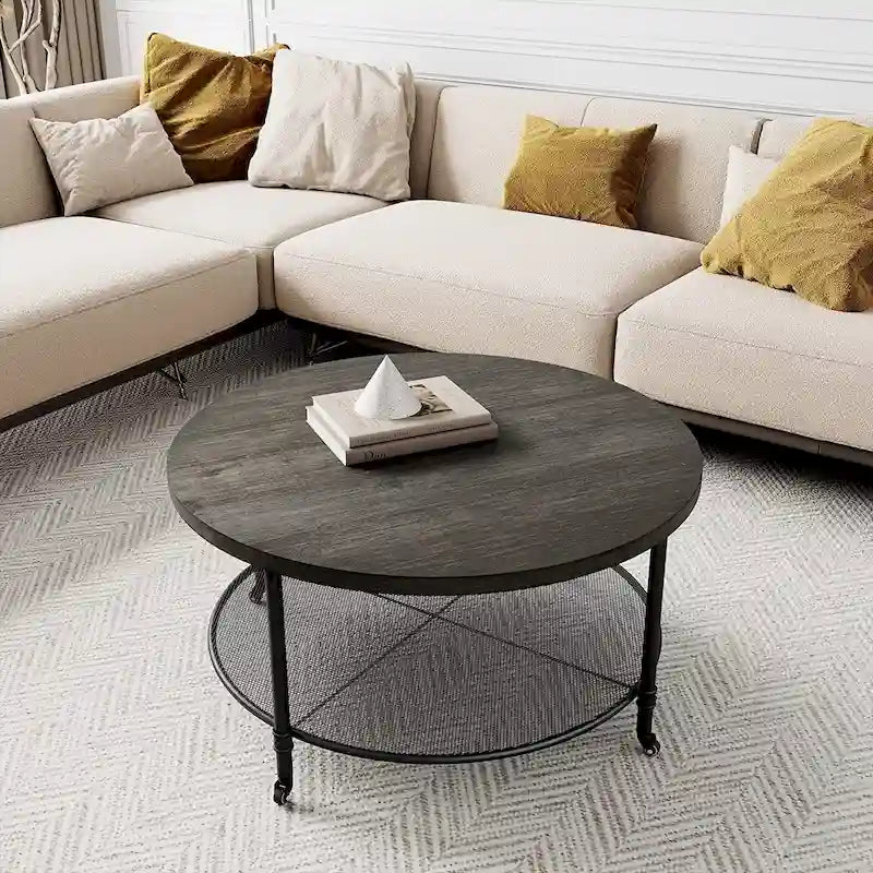 Table basse ronde de style industriel