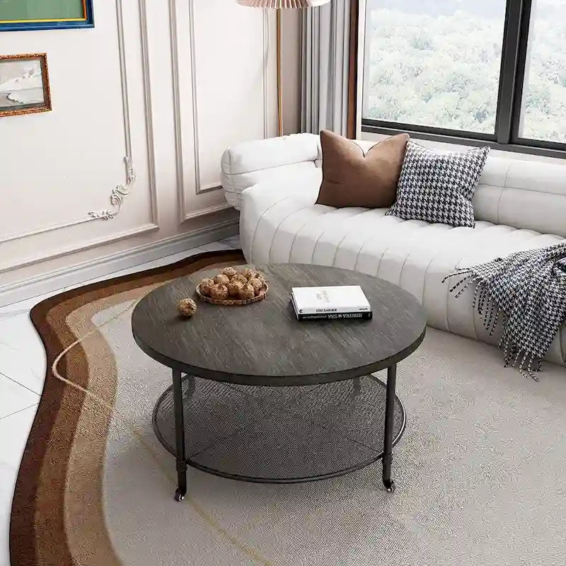 Table basse ronde de style industriel