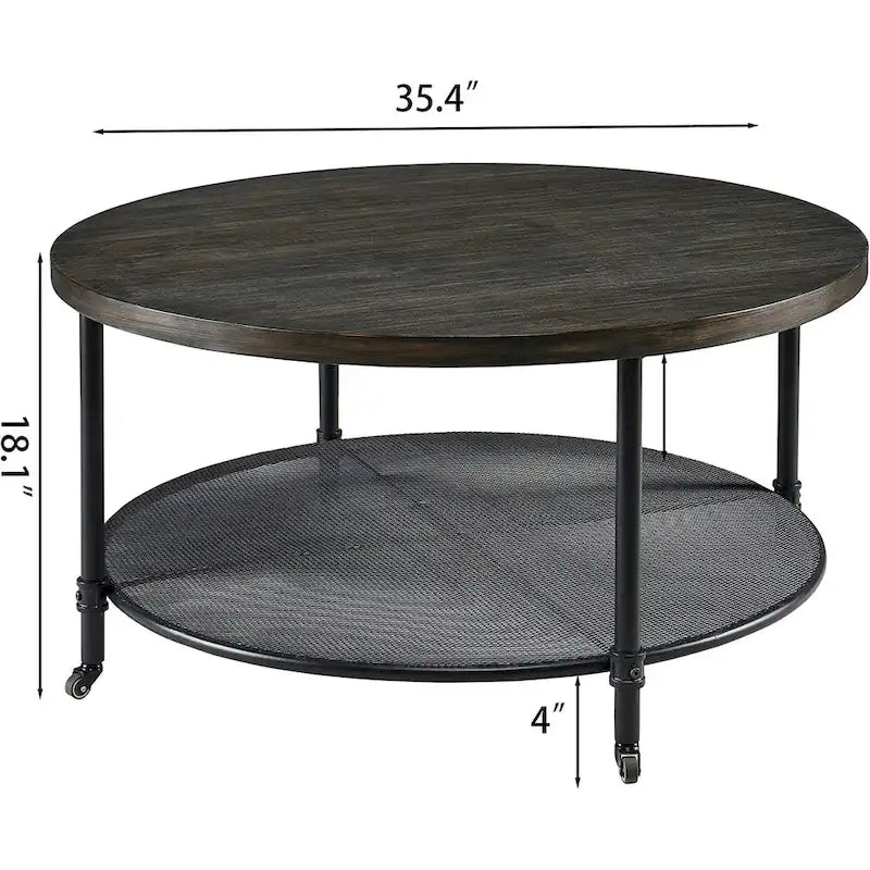 Table basse ronde de style industriel