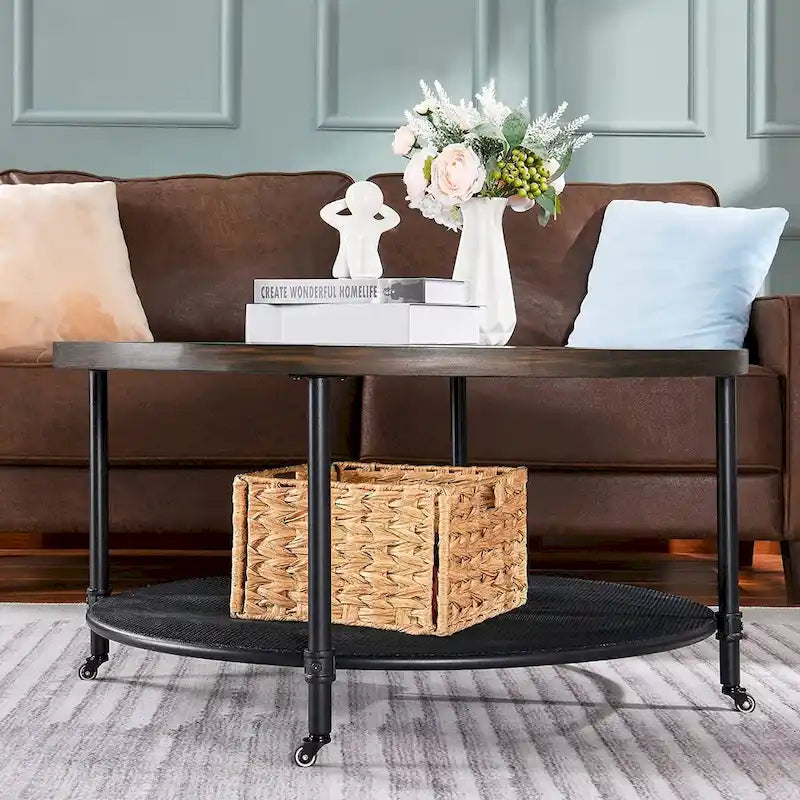 Table basse ronde de style industriel