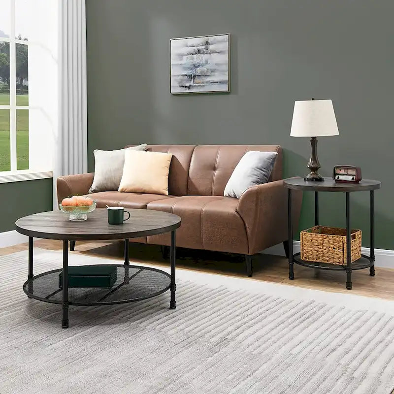 Table basse ronde de style industriel