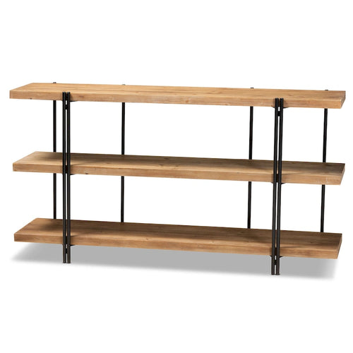 Console en bois marron et métal noir