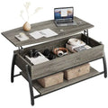 Table basse relevable avec un plateau ovale en bois