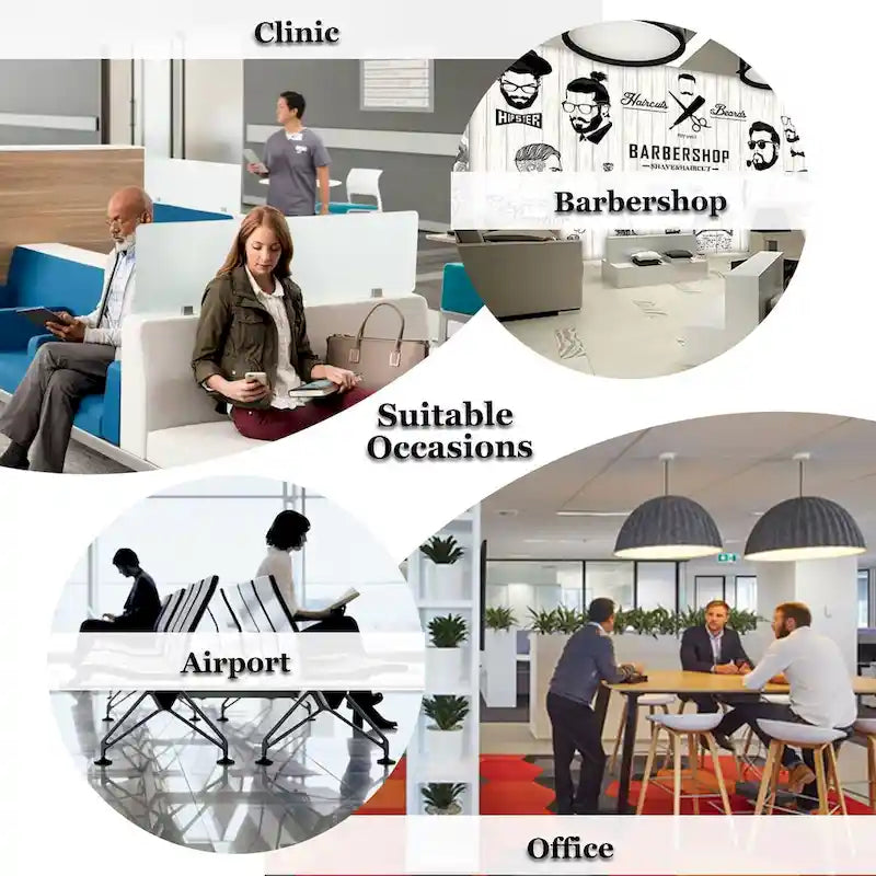 Chaises de salle d'attente, chaises de bureau, bancs d'accueil, chaises visiteurs, adaptées aux aéroports, bureaux, salons, banques, hôpitaux et autres lieux.