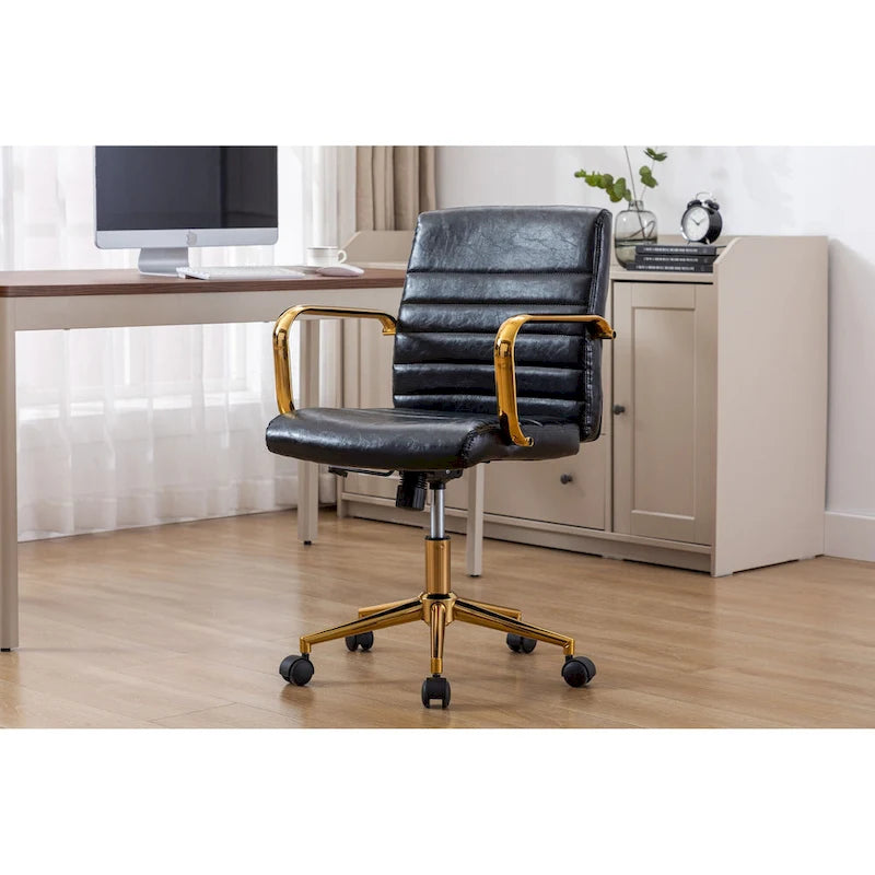Fauteuil de bureau pivotant, en cuir PU, avec roulettes