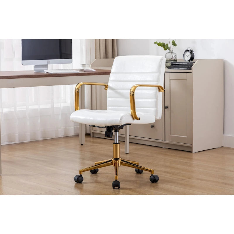 Fauteuil de bureau pivotant, en cuir PU, avec roulettes