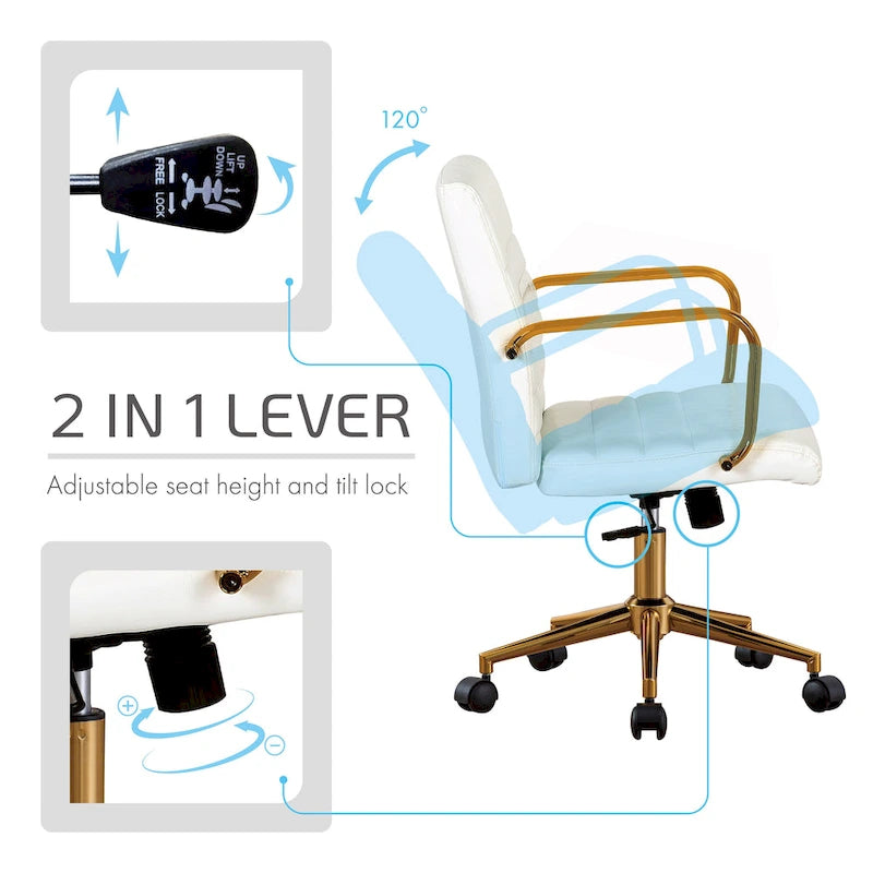 Fauteuil de bureau pivotant, en cuir PU, avec roulettes