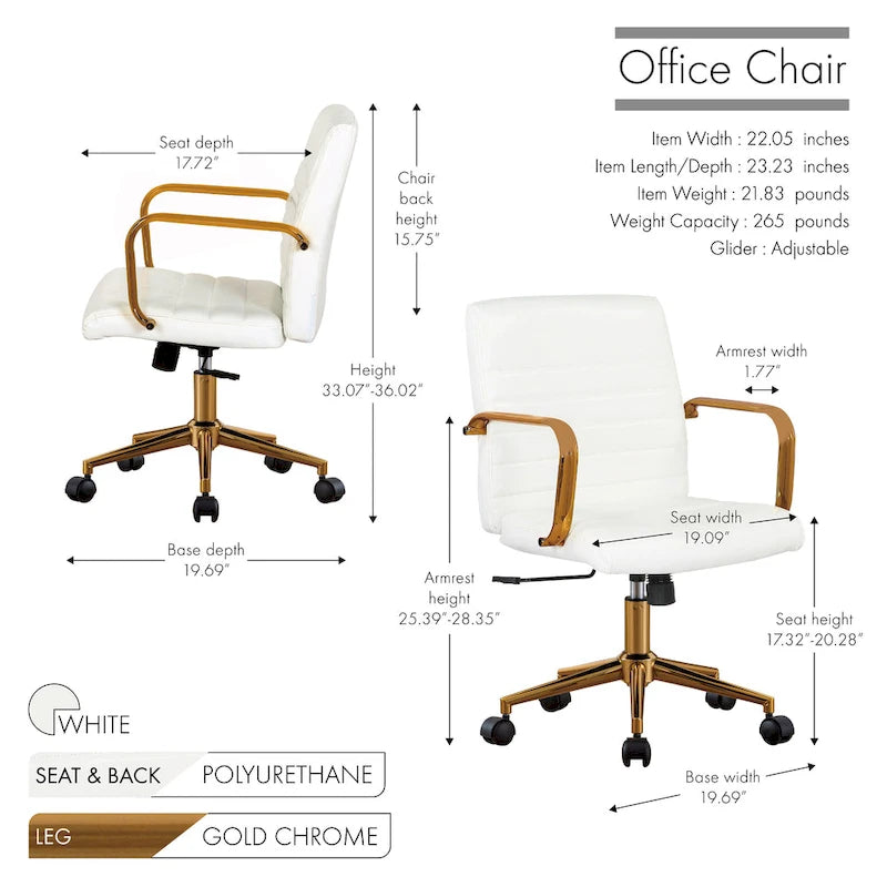 Fauteuil de bureau pivotant, en cuir PU, avec roulettes