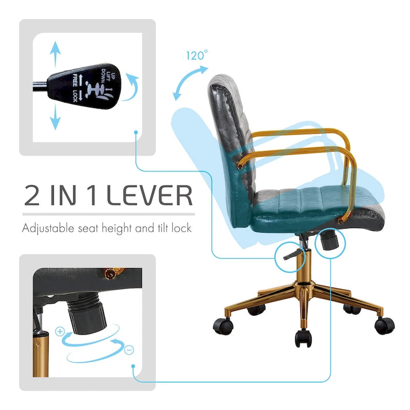Fauteuil de bureau pivotant, en cuir PU, avec roulettes